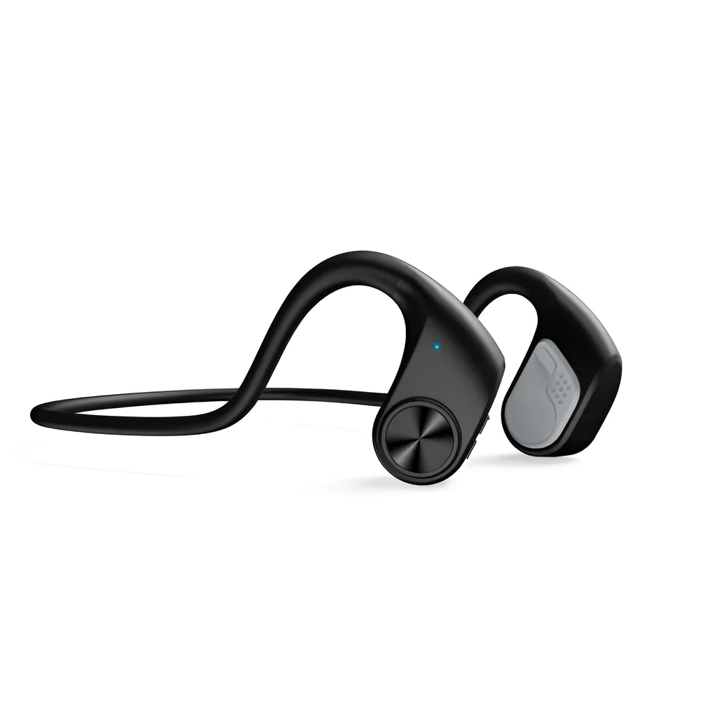 Bone conduction wireless ear-mounted sports headphones in Black, lightweight 30.8g for fitness use