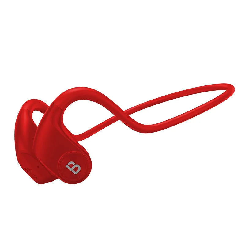 Bone conduction wireless ear-mounted sports headphones in Black, lightweight 30.8g for fitness use