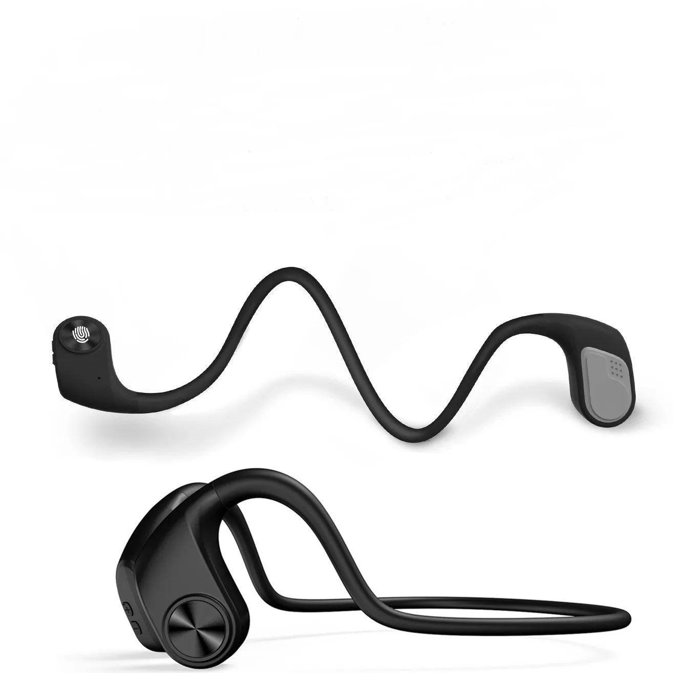 Bone conduction wireless ear-mounted sports headphones in Black, lightweight 30.8g for fitness use