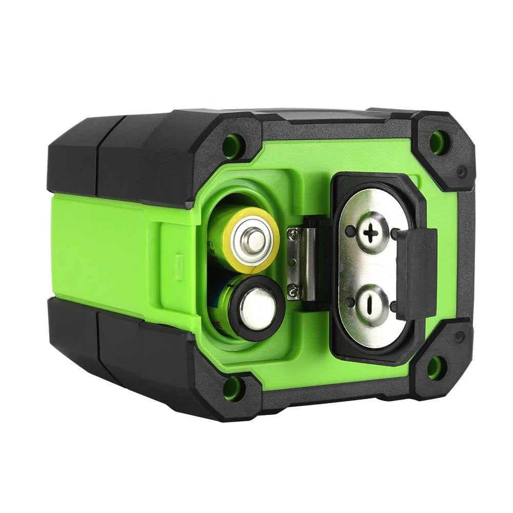 Compact 2-wire laser level gauge with red or green 635nm beam on a work surface