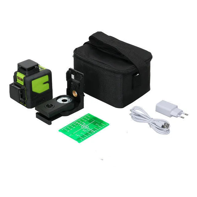 Compact 2-wire laser level gauge with red or green 635nm beam on a work surface