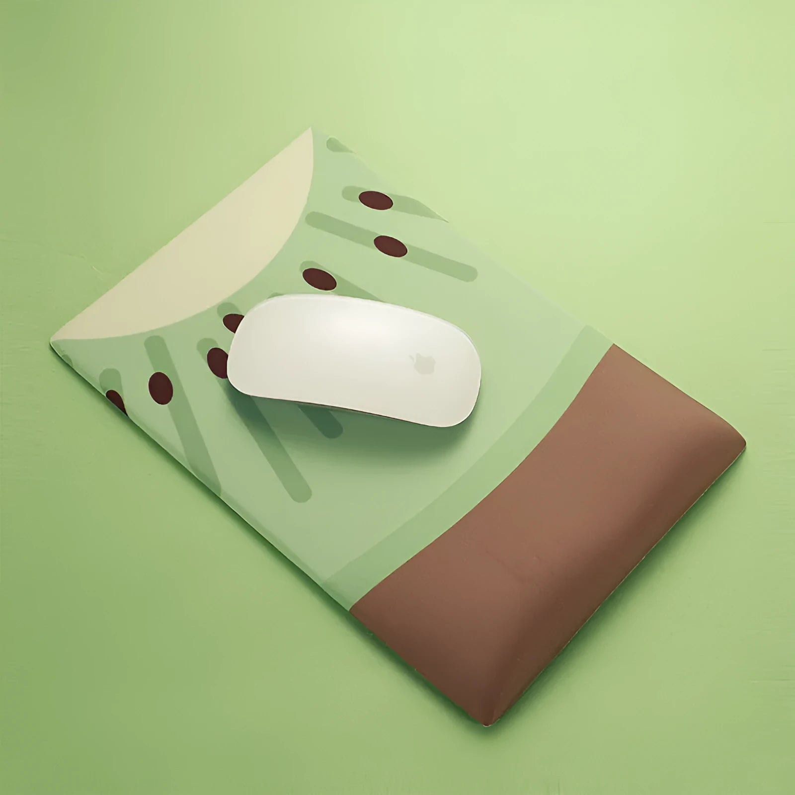 Kiwi fruit pattern mouse pad with silicone gel wrist cushion measuring 27cm by 18cm