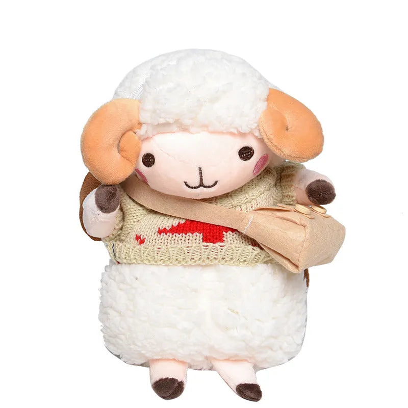 Little Sheep plush crossbody bag with lamb pattern and square vertical shape