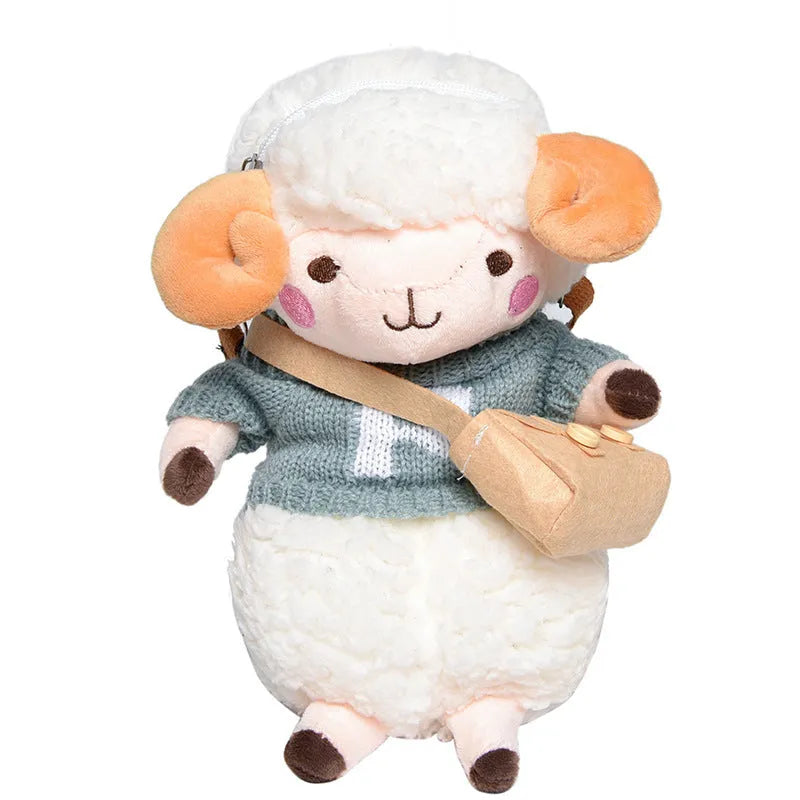 Little Sheep plush crossbody bag with lamb pattern and square vertical shape