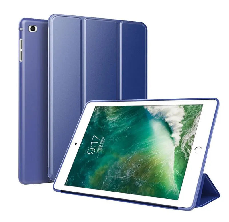 iPad protective clamshell case with built-in silicone stand in various colours