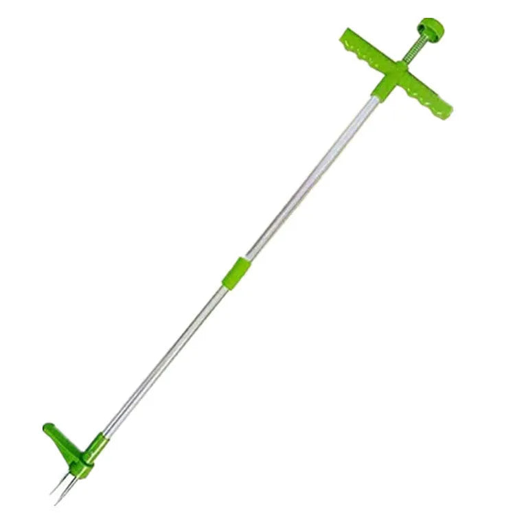 Manual gardening weeding tool with aluminium handle and plastic head for weed removal