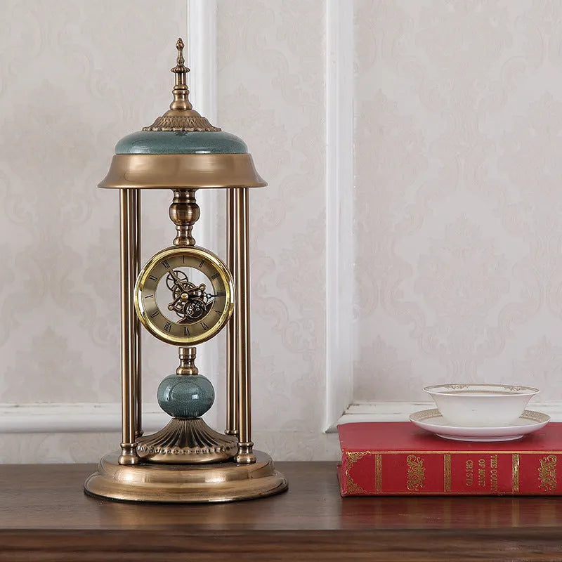 Nordic pendulum wall clock with metal case and glass mirror dial measuring 46x16cm