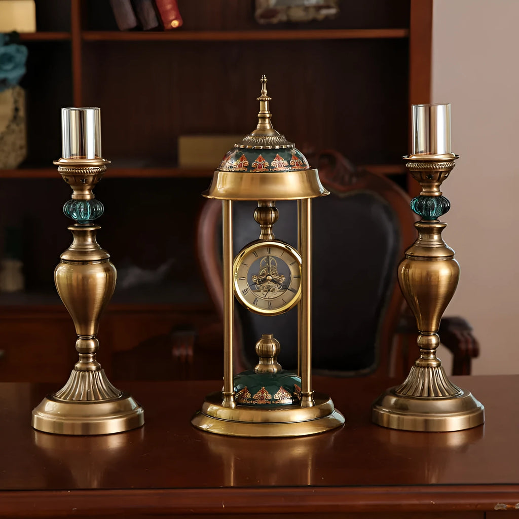 Nordic pendulum wall clock with metal case and glass mirror dial measuring 46x16cm