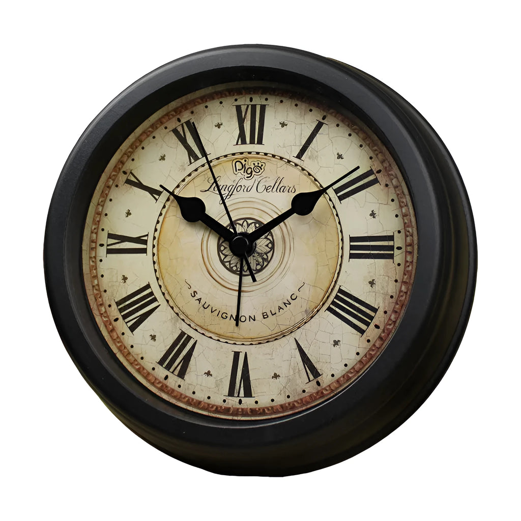 European retro style 6-inch round desk alarm clock with silent sweep movement