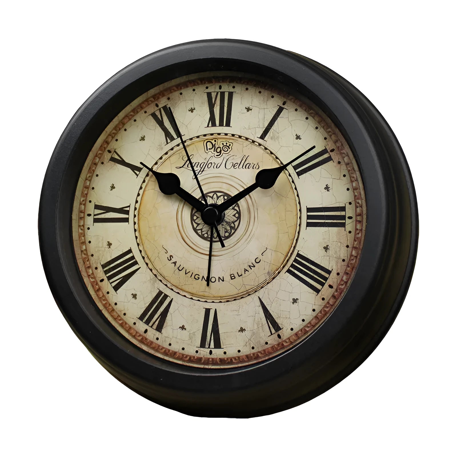 European retro style 6-inch round desk alarm clock with silent sweep movement
