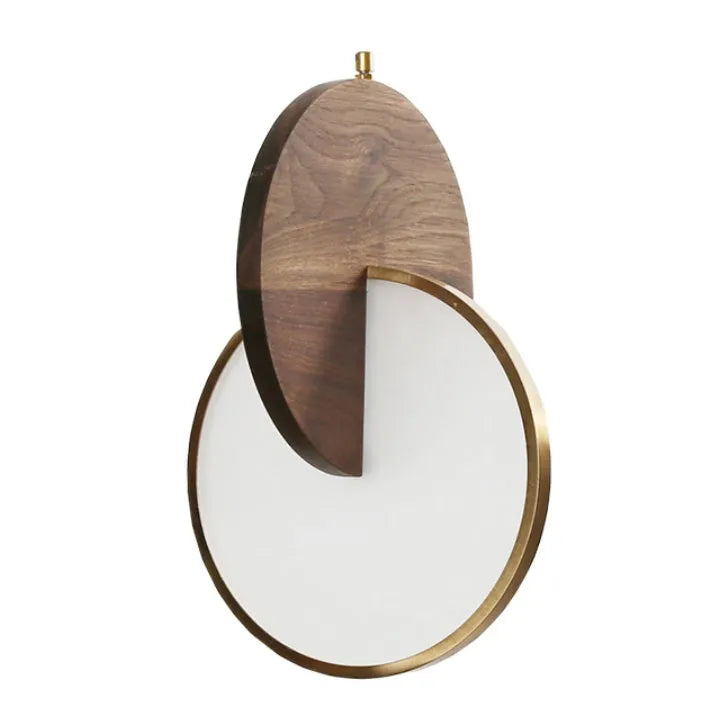 Long-line solid walnut wood wall chandelier with modern carved design for bedroom or study