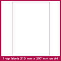 A4 FBA label paper sheets showing ten different grid formats for barcode and serial number printing