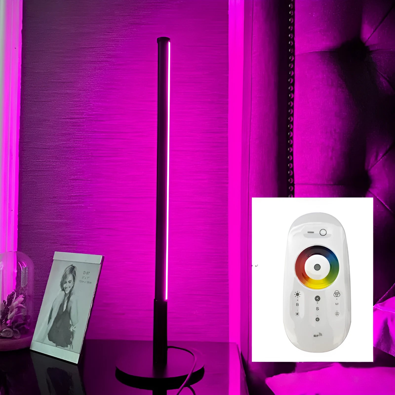 Nordic minimalism black or gold LED bedside table lamp with remote control measuring 150x150x440mm