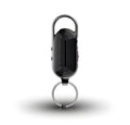 Black portable voice recorder with zinc alloy housing, featuring one‑key recording and file encryption