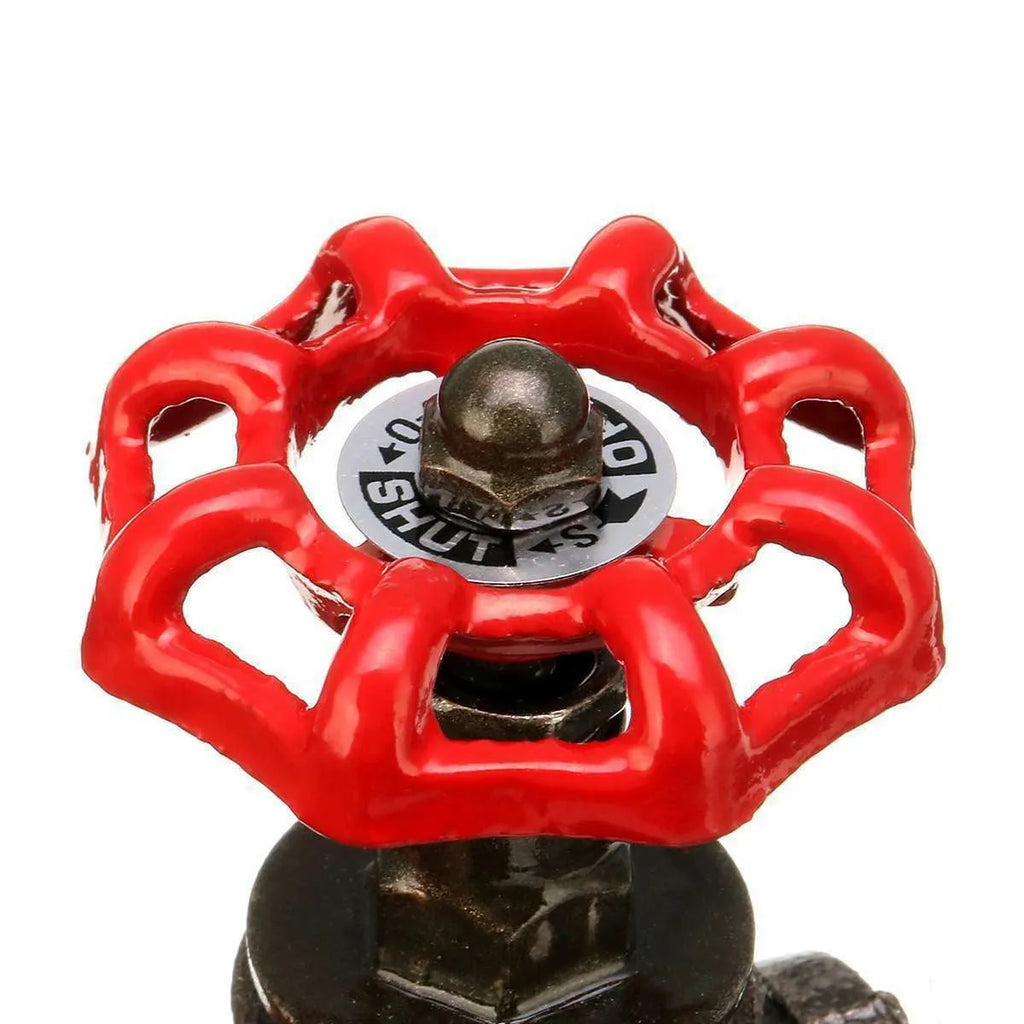 Steampunk miniature industrial light switch valve with grey copper finish and red lever
