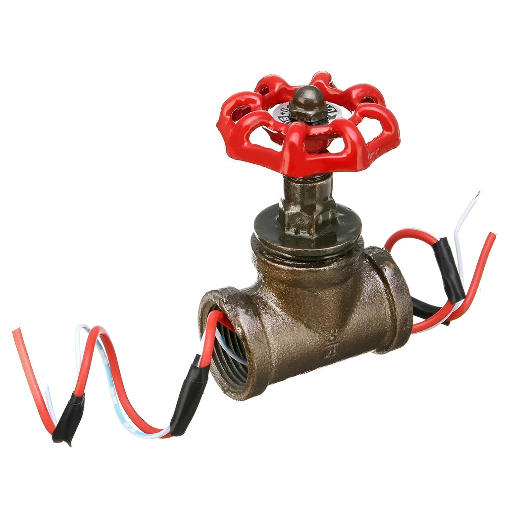 Steampunk miniature industrial light switch valve with grey copper finish and red lever