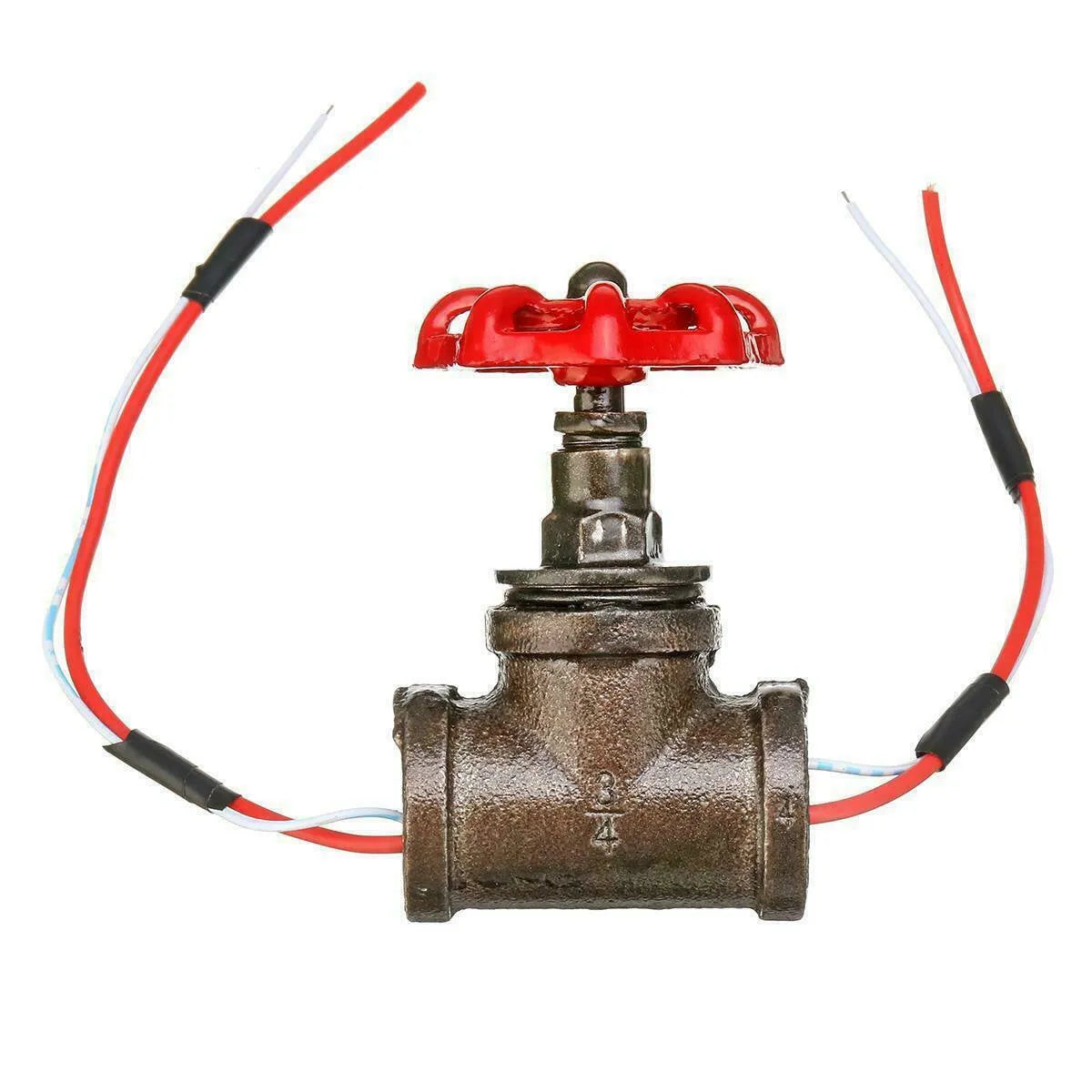 Steampunk miniature industrial light switch valve with grey copper finish and red lever