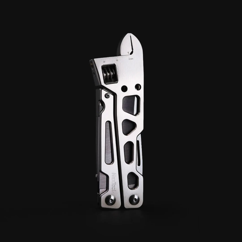 White stainless steel multi-function wrench knife and needle nose pliers tool