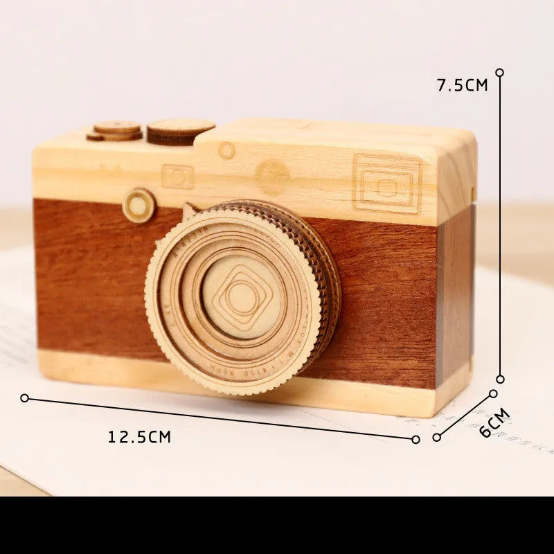 Crafts brand pine wood music box with rotating sanding box in miniature carton packaging