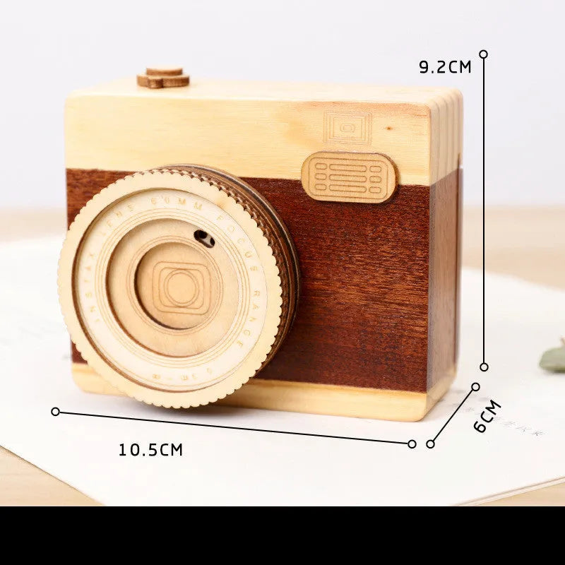 Crafts brand pine wood music box with rotating sanding box in miniature carton packaging