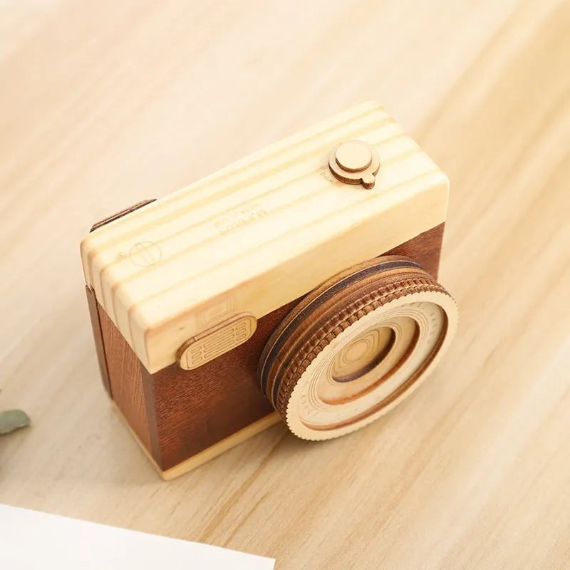 Crafts brand pine wood music box with rotating sanding box in miniature carton packaging