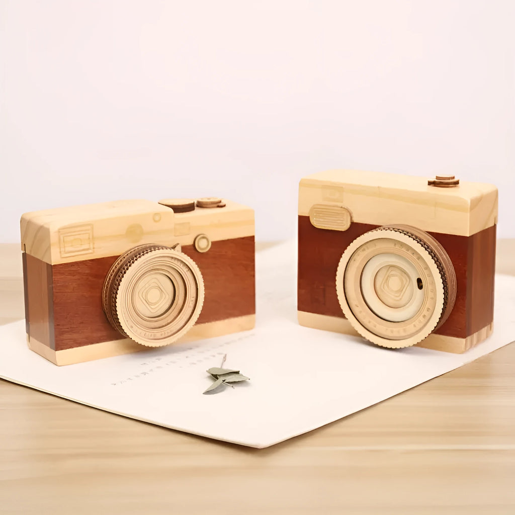 Crafts brand pine wood music box with rotating sanding box in miniature carton packaging