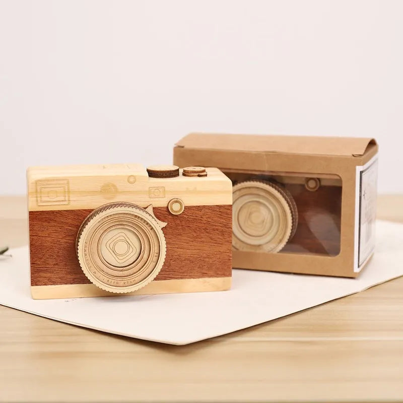 Crafts brand pine wood music box with rotating sanding box in miniature carton packaging