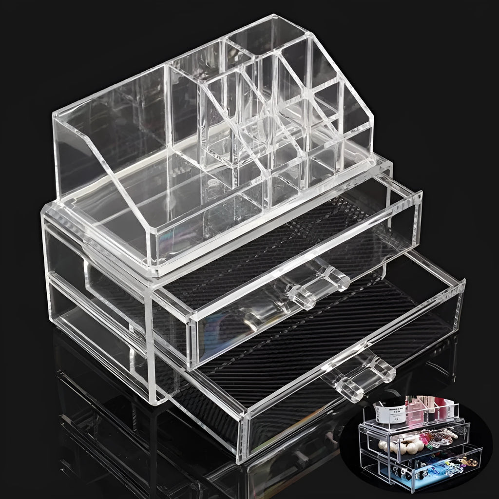 Transparent foldable acrylic storage box with 18L capacity for cosmetic organisation