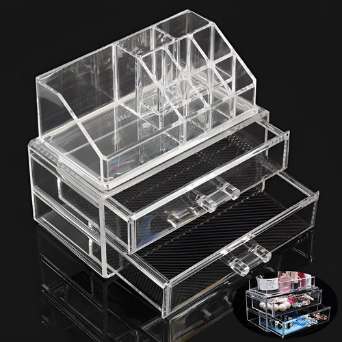Transparent foldable acrylic storage box with 18L capacity for cosmetic organisation