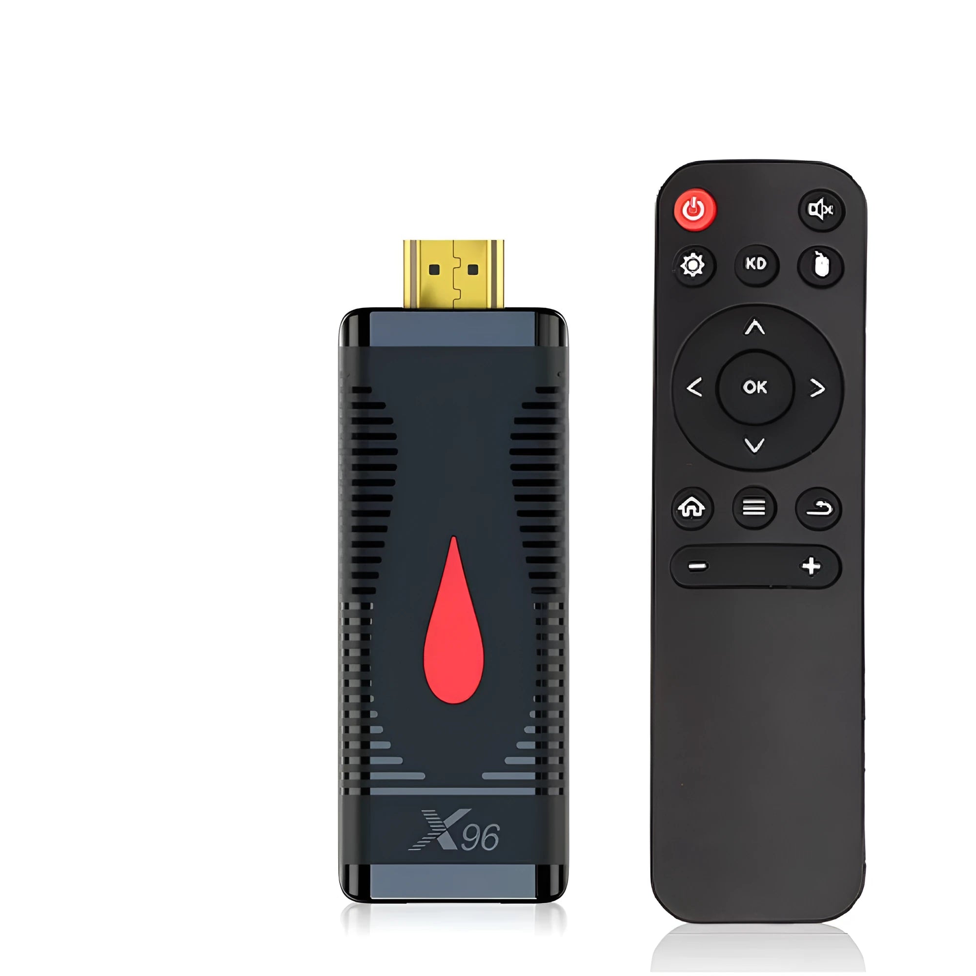 Allwinner H313 Android TV streaming stick dongle with remote control and power adapter