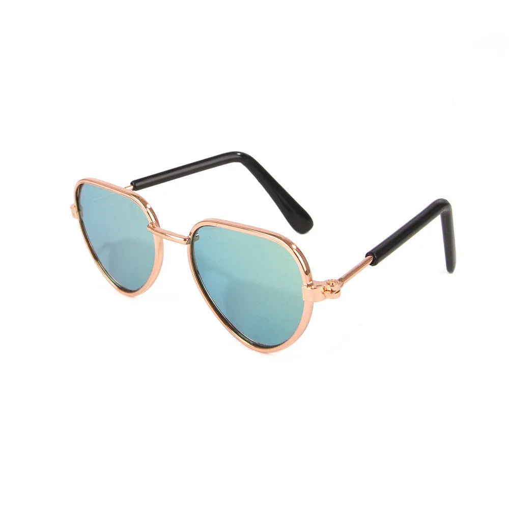 Creative pet sunglasses for cats and dogs with metal frame and polarized lenses in bright colours