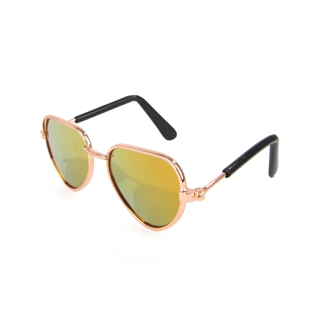 Creative pet sunglasses for cats and dogs with metal frame and polarized lenses in bright colours