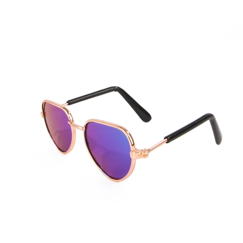 Creative pet sunglasses for cats and dogs with metal frame and polarized lenses in bright colours