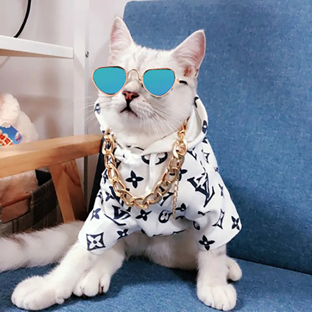 Creative pet sunglasses for cats and dogs with metal frame and polarized lenses in bright colours