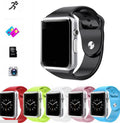 Android smart watch with 1.54-inch screen showing interface, available in black, silver, white, gold, pink, red, green and blue colours.