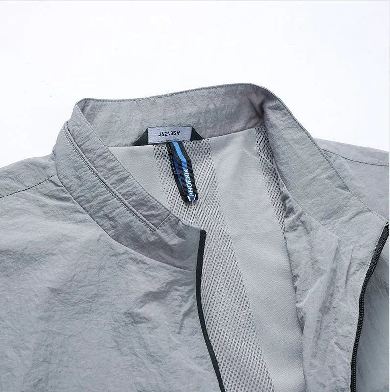 Men's lightweight polyester summer shirt in blue colour for sun protection