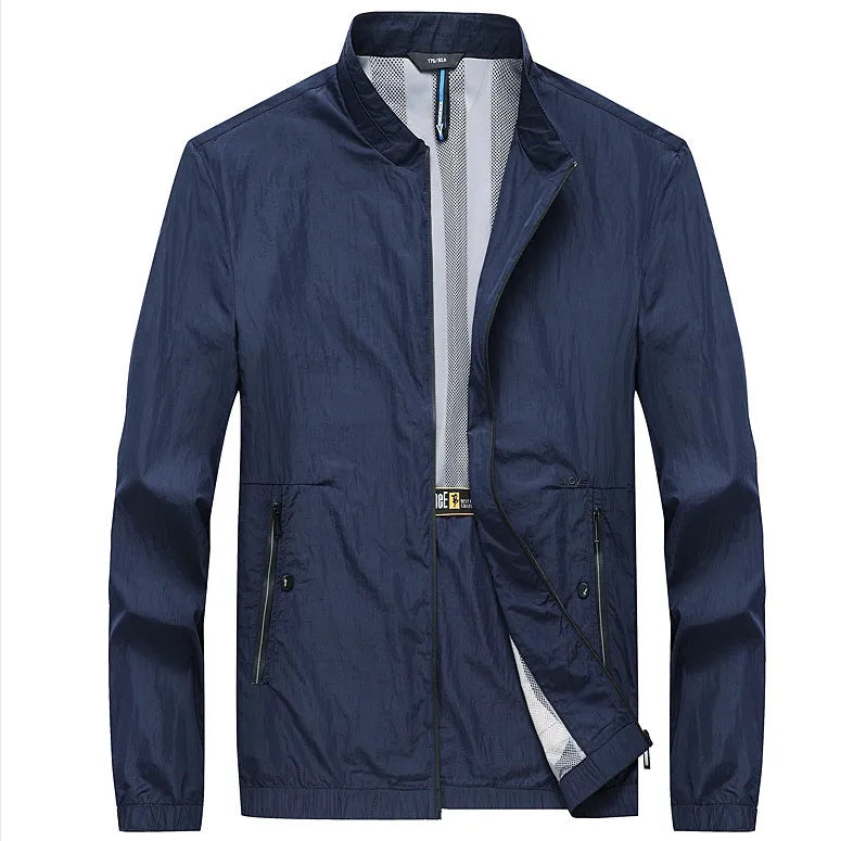 Men's lightweight polyester summer shirt in blue colour for sun protection