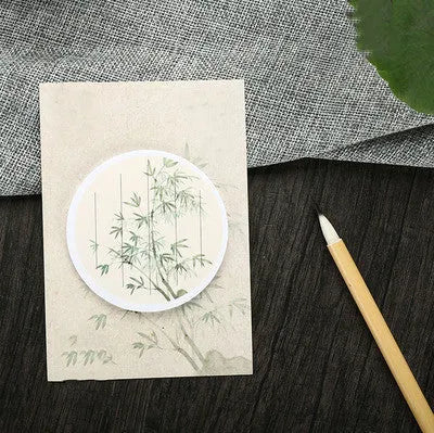 Leaf-shaped post-it notes in eight styles including water lily, plantain, bodhi, perilla, ginkgo, maple leaf, bamboo fragrant seed, and one plum
