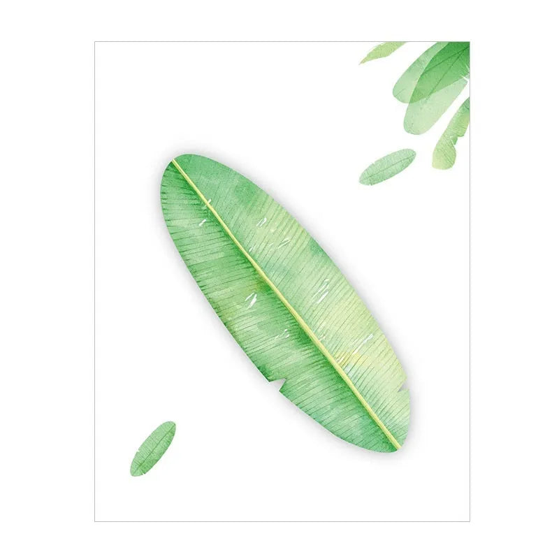 Leaf-shaped post-it notes in eight styles including water lily, plantain, bodhi, perilla, ginkgo, maple leaf, bamboo fragrant seed, and one plum