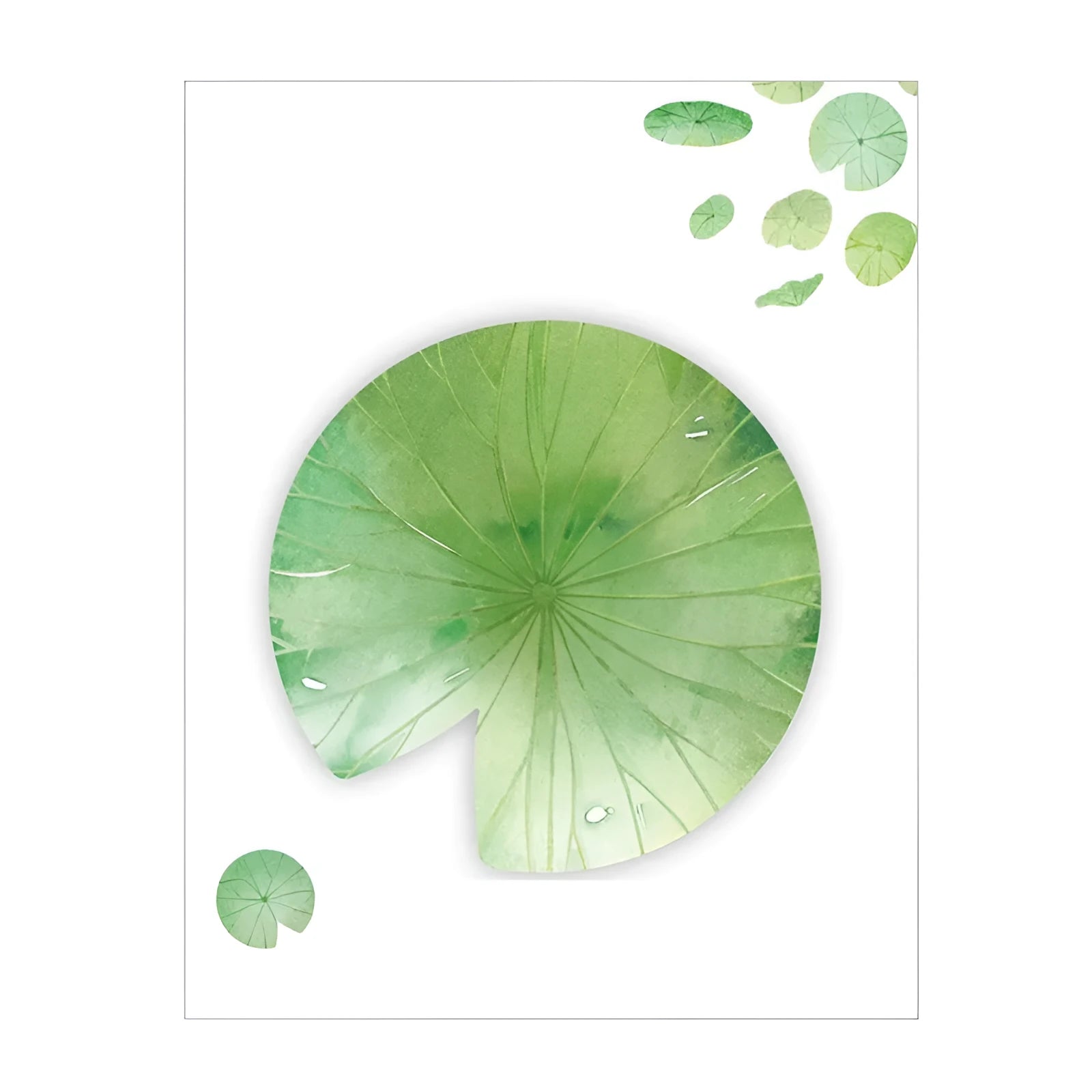 Leaf-shaped post-it notes in eight styles including water lily, plantain, bodhi, perilla, ginkgo, maple leaf, bamboo fragrant seed, and one plum