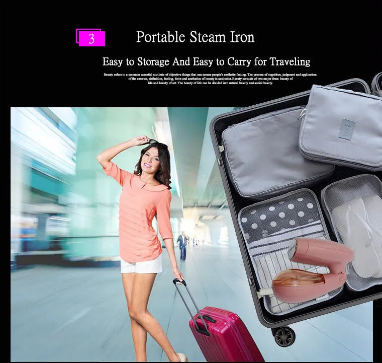 Sokany pink handheld steam ironing brush with 1500W power and EU plug