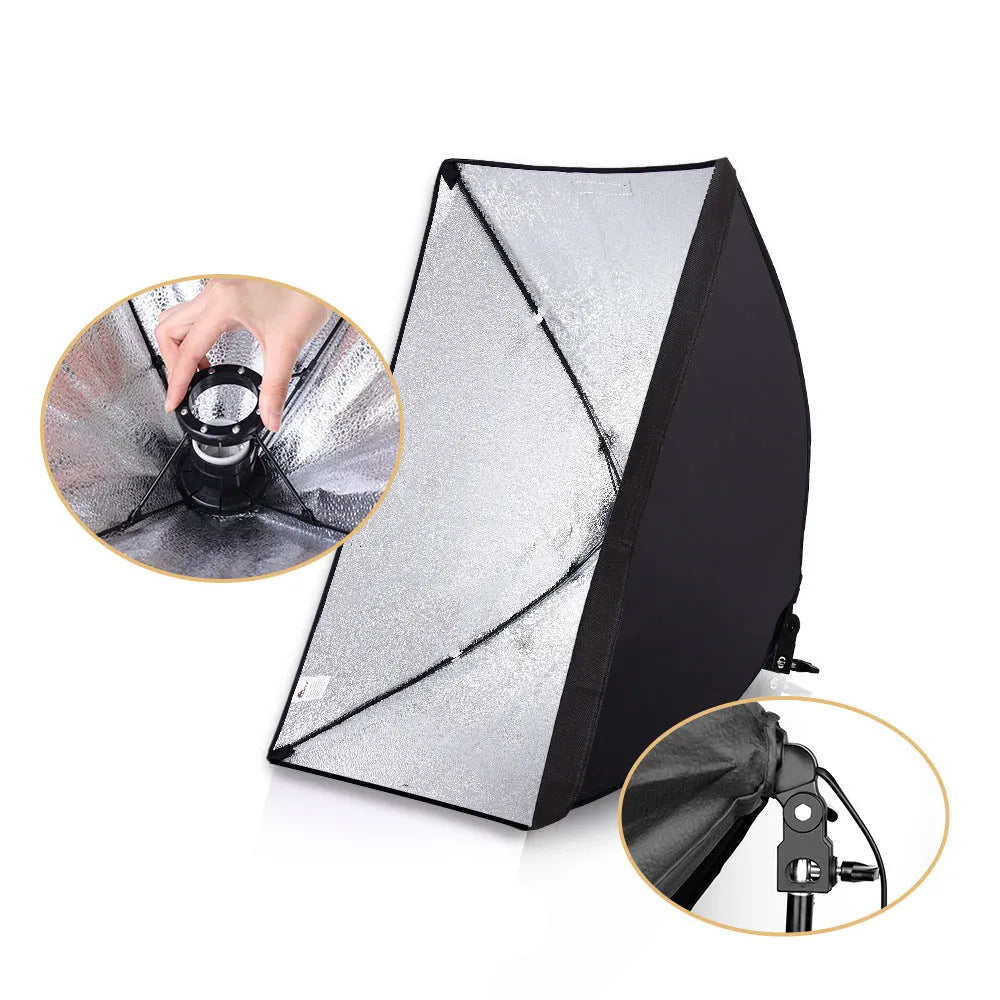 LIBEN 50x70cm soft light cloth studio set with 2 metre stand for iPhone compatible photography