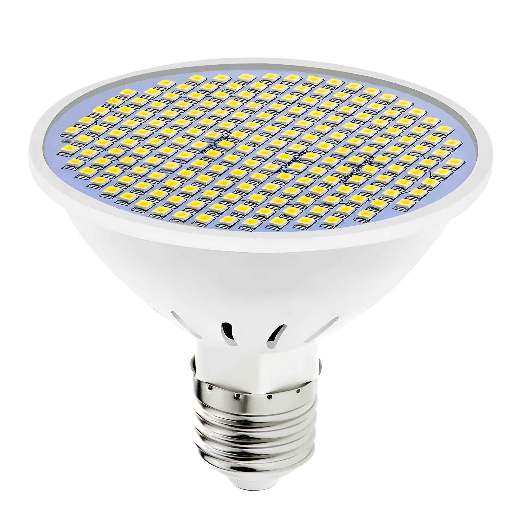 E27 LED lamp cup with SMD 2835 beads showing warm white and cool white options