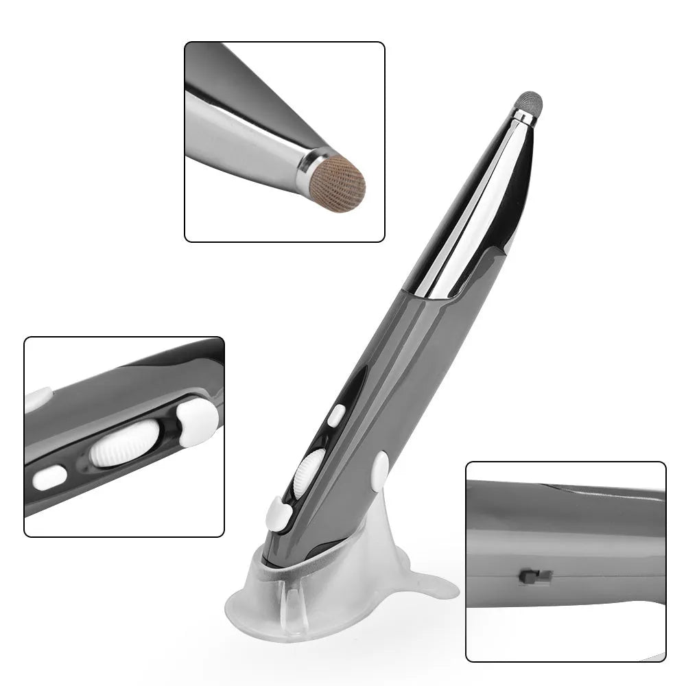 Wireless optical pen mouse in pen shape, red colour, ABS plastic construction with 2.4GHz USB receiver