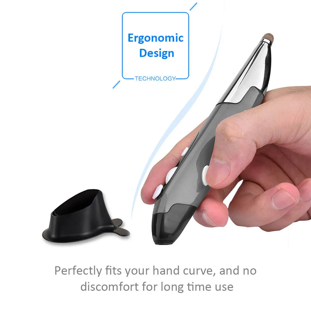 Wireless optical pen mouse in pen shape, red colour, ABS plastic construction with 2.4GHz USB receiver