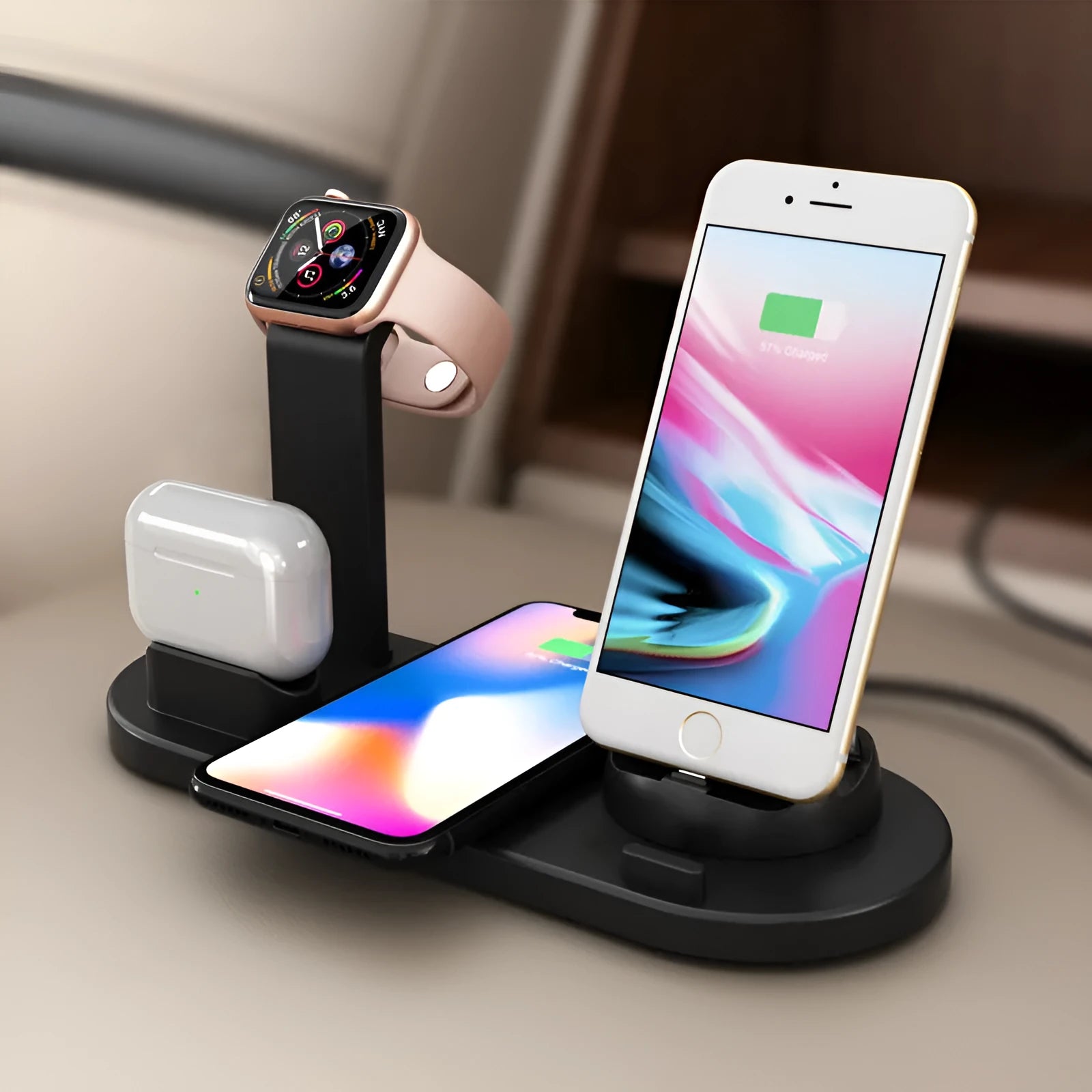 Three-in-one wireless charging bracket for iPhone, watch and headset charging
