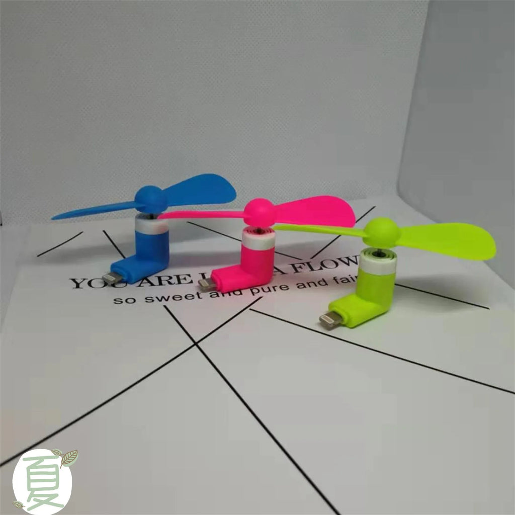 Mini handheld fan in six colours compatible with iPhone and Android phones