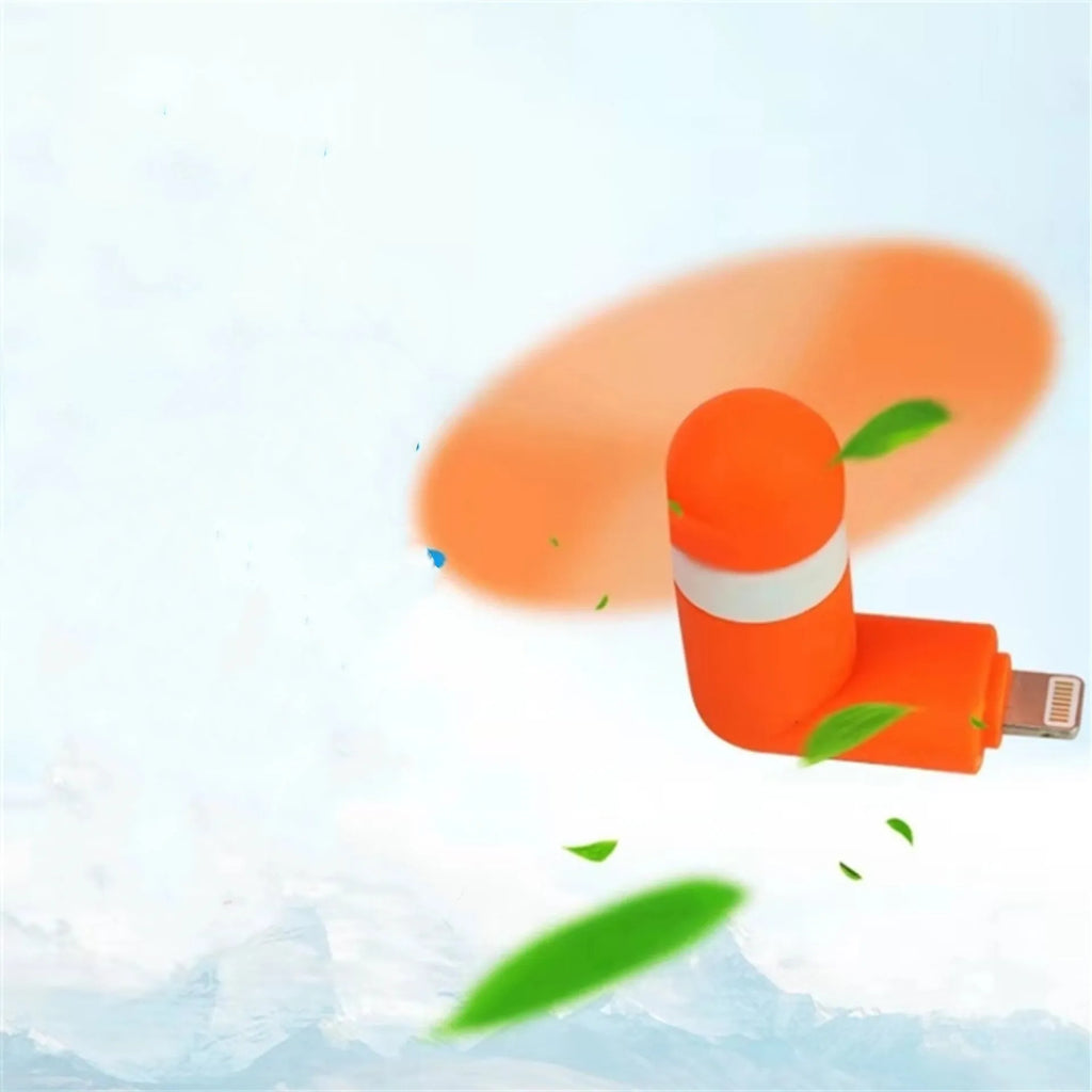 Mini handheld fan in six colours compatible with iPhone and Android phones