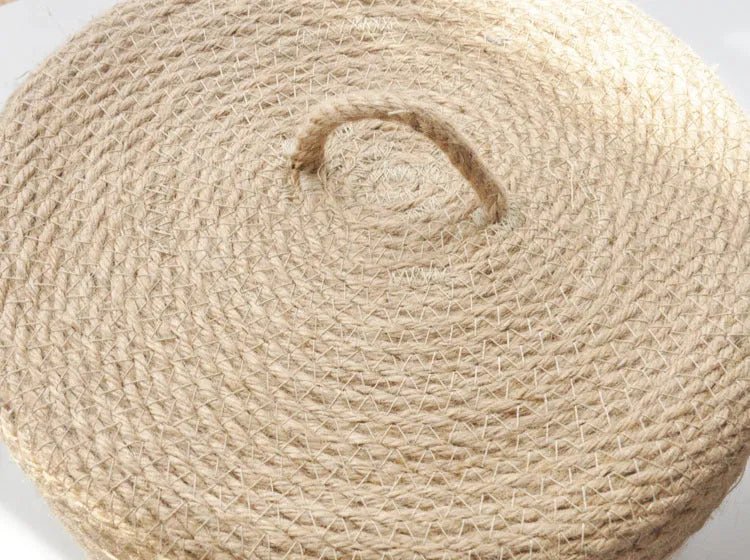 Japanese style linen fabric storage basket with a white cover in small, medium, and large sizes.