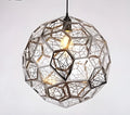 Modern polyhedron diamond ball stainless steel chandelier with geometric metal mesh shade in silver finish